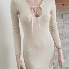 Delancey Tie Ribbed Sweater Dress. Size large