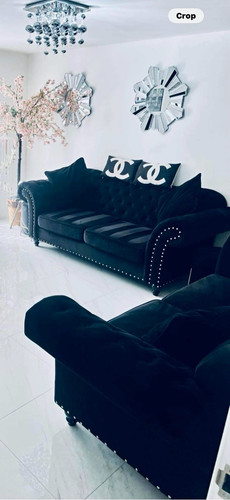 Black velvet chesterfield - velvet,