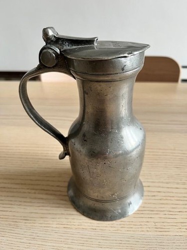Antique lidded pewter jug - pewter, (