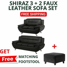 SHIRAZ 3 + 2 Faux Leather Sofa