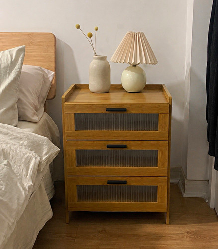 Set wood bedside tables - wood,