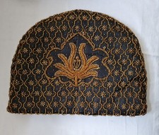 Antique Tea Cosy Beaded And Embroidered Black And Gold
