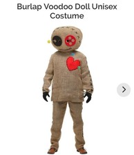 Scarecrow Costume 100% Jute Burlap & Tricot Fabric Adult Unisex Fancy Dress 