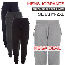 Mens Jogpants Plain Sweatpants Gym Jogging Bottoms with Zipped Side Pockets Pant
