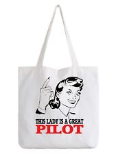 Pilot Ladies Tote Bag Shopper Gift Job Work Plane Helicopter Flying Flight Born