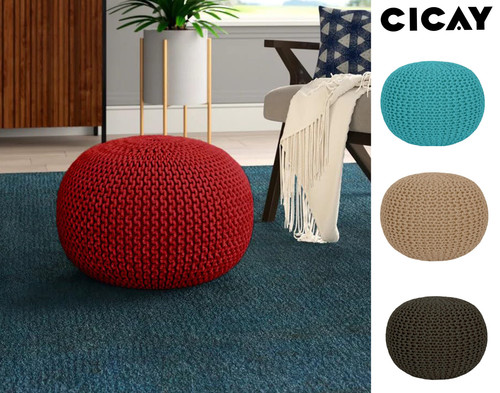 Large knitted pouffe - large,