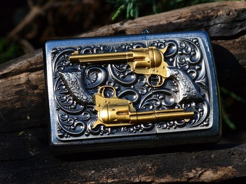 Golden revolver zippo - golden, lighter