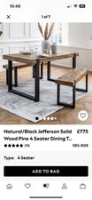 Next Natural Jefferson Solid Wood Pine 4 Seater Bar Dining Table