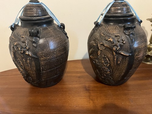 Japanese pottery pots dragon - pottery,