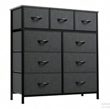 Fabric Chest of Drawers 9 Drawer Dresser Bedroom Bedside Storage Organizer Uni
