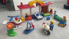 Playmobil 123 Hospital Playset with Police Car, Bike, and Ambulance Helicopter