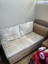 2x Sofas Banana leaf, natural material/wood, Conservatory, Corner￼ Or Separate