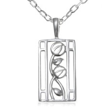 Sterling silver Charles Rennie Mackintosh pendant necklace with 18" chain & box