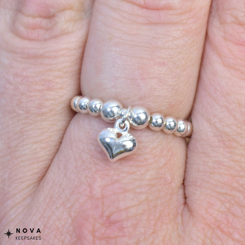 Beaded stretch ring - with, puff