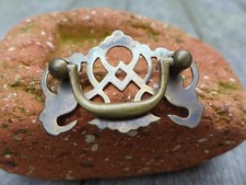 Vintage brass pull handle with patina perfect for project chest of drawers