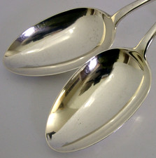 HEAVY ENGLISH 125g STERLING SIVER SERVING SPOONS 1931 ANTIQUE 8+ inch
