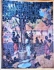 RARE Victory Gold Box Wood Puzzle AN AFRICAN VILLAGE OUTDOOR 800 Pieces 24"x18"