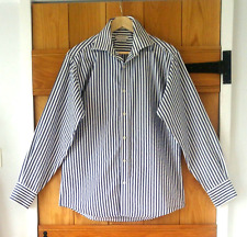 Butler and Webb Blue + White striped long sleeve 100% cotton shirt