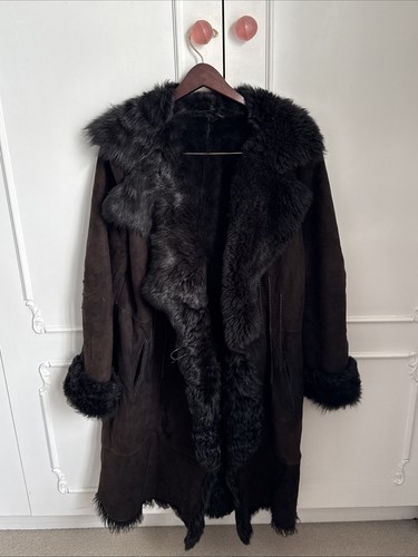 Brown toscana shearling coat - brown,