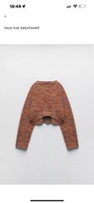 Zara Brown Faux Fur Sweatshirt Size M