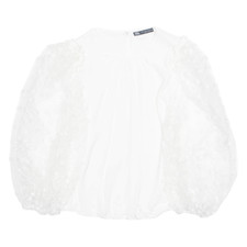 ZARA Womens Puff Sleeve Blouse White 3/4 Sleeve S