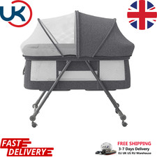 UBRAVOO Baby Travel Cot with Mattress Silent Wheels Rocking Convertible Crib