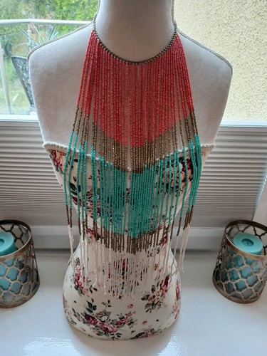 Fringe bib necklace seed - bib, bead