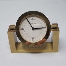 Tiffany Brass Desk Clock Tilt