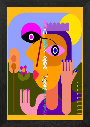Face abstract cubism - , framed