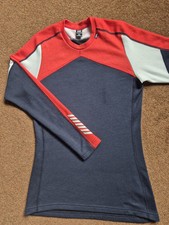 Women's Helly Hansen Lifa Merino Midweight Crew Neck Top Navy/Red SIZE SMALL