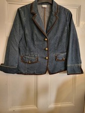 viyella precis size 16 denim jacket with chocolate velvet trim 85%cotton