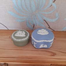 wedgwood jasper ware. Blue & Green. Trinket Boxes. (Slither on lids)