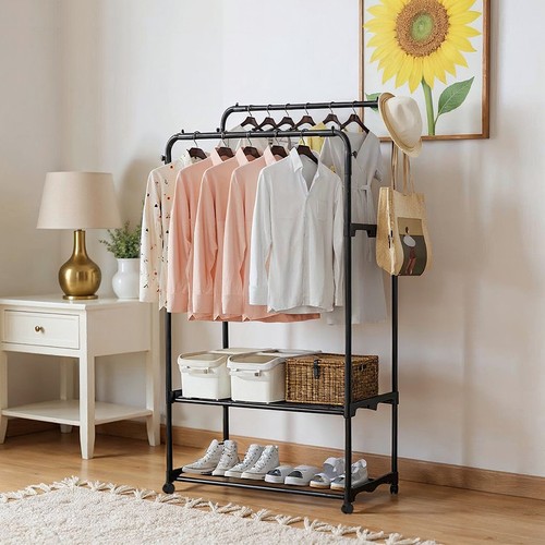 Clothes rail two tier shelves - rail,