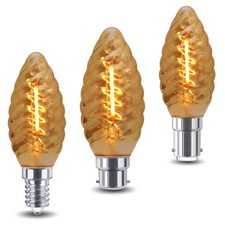 Vintage Retro Twisted LED Candle Light Bulb Edison Filament Style 1W Candle Lamp