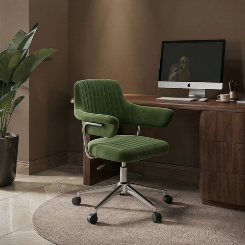 Olive green velvet swivel - velvet,