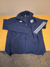 Leeds Utd FC Player Issue Adidas Training Rain Jacket Size S Blue