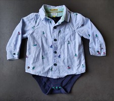 Ted Baker Baby Boys Blue One-Piece Penguins Shirt Bodysuit Vest Age 12-18 months