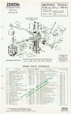 BEDFORD 30-40cwt TRUCK (1938-40) ZENITH 30VIG-2 CARB SERVICE BULLETIN/PARTS LIST