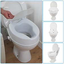 2/4/6 Inch Raised Toilet Seat Raiser With Lid Universal Elevated Disability Aid