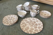 23 Piece Royal Vale Vintage Gold and White Bone China Tea Set