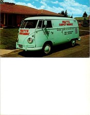 Postcard vintage green van - vintage,
