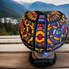 Stunningly Lovely Tiffany Style Table Lamp 12"T Leaded Stained Glass Globe 8X6"