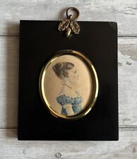 19th Century Portrait Miniature Regency Girl In Blue Dress Coral Necklace C 1815