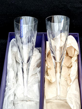 2 x BOXED EDINBURGH CRYSTAL - TAIN - FLUTE CHAMPAGNE  GLASS - 21.5cm / 8 1/2"