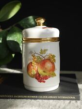 Vintage Braunton Ceramics Storage Jar, White Gold, Apples Pears Berries Motif