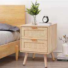2X Bedside Table 2 Drawers Oak
