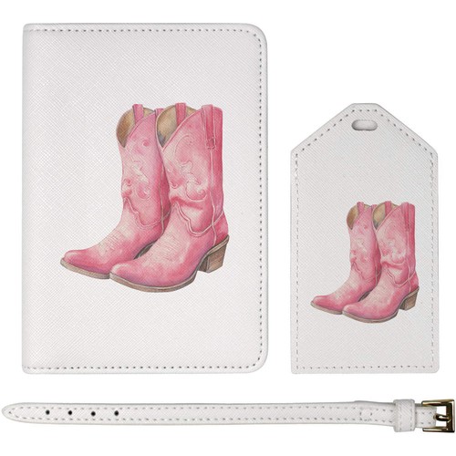 Pink cowboy boots passport - 'pink,