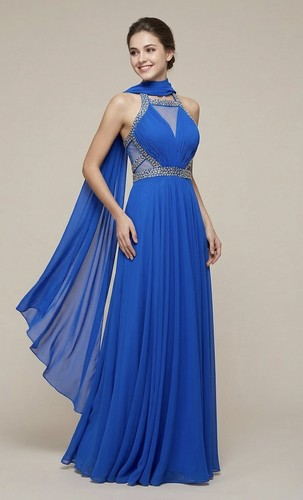 Prom dress blue chiffon the - blue,