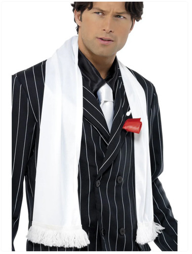 Mens gangster white scarf - gangster,