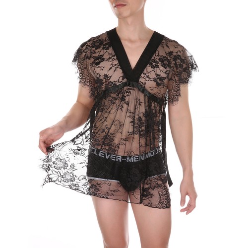 Men sissy lace robe - sissy,